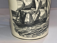 Load image into Gallery viewer, Staffordshire Creamware Liverpool Tankard American Ship True Blooded Yankee

