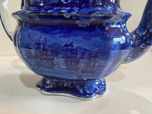 Load image into Gallery viewer, Historical Staffordshire Blue Teapot Macdonough’s Victory Ca. 1825
