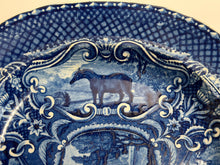 Load image into Gallery viewer, Staffordshire Blue Transfer Quadrupeds Platter Horses Ca. 1825
