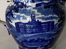 Load image into Gallery viewer, Historical Staffordshire Blue Pitcher New York City Hall Insane Asylum Ca. 1825
