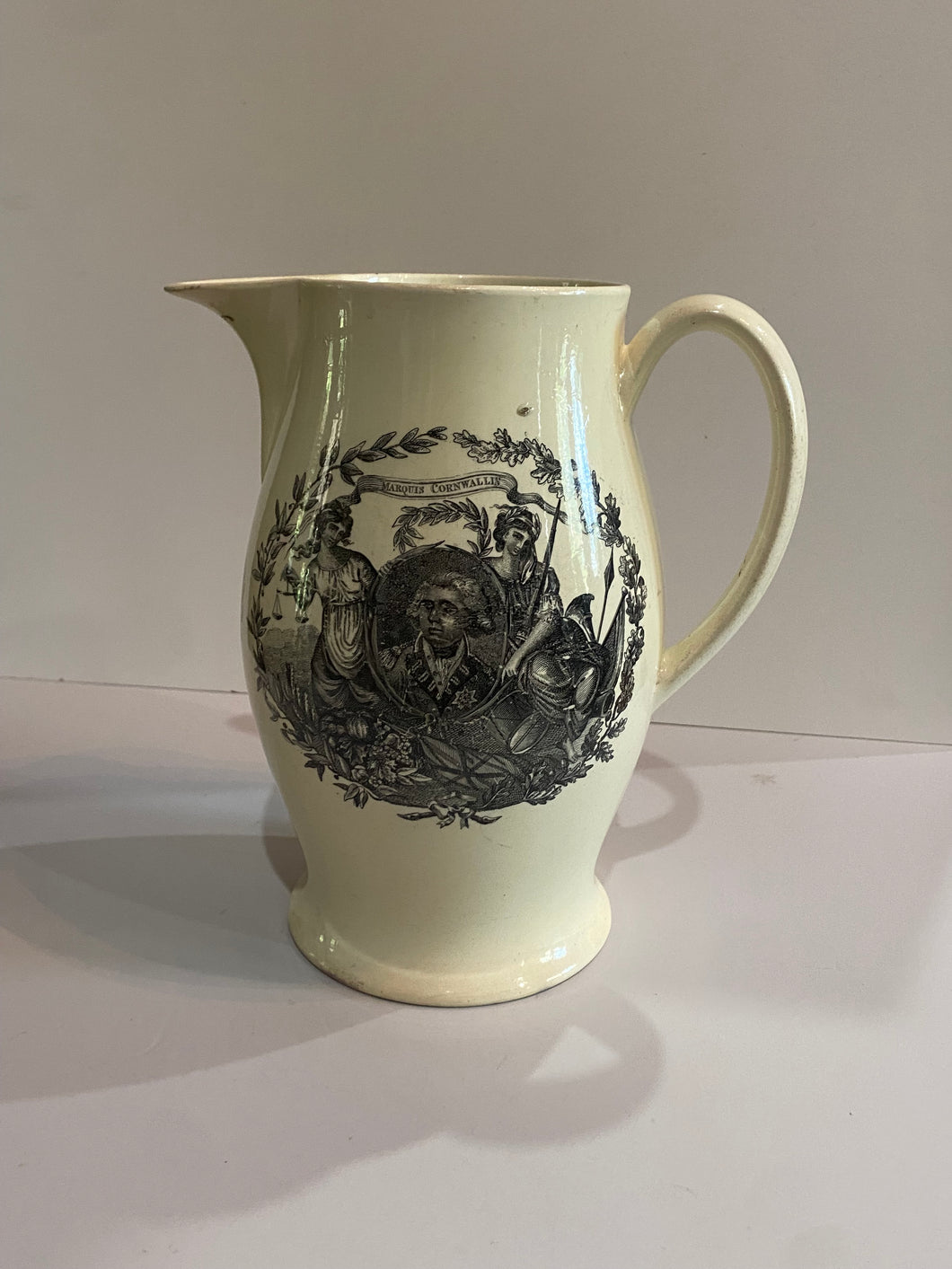 Staffordshire Creamware Liverpool Pitcher Marquis Cornwallis Map Ireland  1800