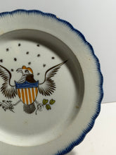 Load image into Gallery viewer, Staffordshire Pearlware Blue Shell Edge Leeds Plate Eagle Shield Historical
