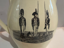 Load image into Gallery viewer, Staffordshire Creamware Liverpool Pitcher with American Soldiers and Soldiers Farewell Poem Transfer Ca. 1800 Massachusetts Revolutionary Soldier
