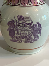 Load image into Gallery viewer, Historical Staffordshire Success to the United States and Peace, Plenty and Independence Pink Luster Ca. 1820
