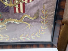 Load image into Gallery viewer, Antique Japanese Silk Embroidery Americana Patriotic Eagle Flag Marine Corp 1900

