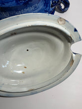Load image into Gallery viewer, Historical Staffordshire Blue Soup Tureen Capital At Harrisburg Pa 1825
