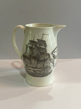 Load image into Gallery viewer, Staffordshire Creamware Liverpool Pitcher With American Ship Large Eagle Shield
