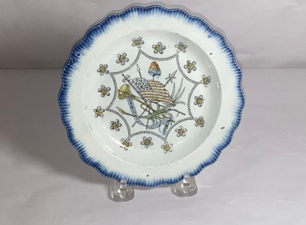 Staffordshire Pearlware American Flag Independence 1774 1820 Blue Edge