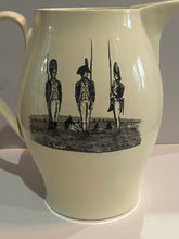 Load image into Gallery viewer, Staffordshire Creamware Liverpool Pitcher with American Soldiers and Soldiers Farewell Poem Transfer Ca. 1800 Massachusetts Revolutionary Soldier
