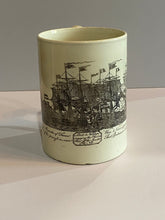 Load image into Gallery viewer, Staffordshire Creamware Liverpool Tankard Mug With Nelson Ship Battle Transfer
