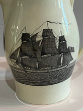 Load image into Gallery viewer, Staffordshire Creamware Liverpool Pitcher Washington in Glory and American Ship
