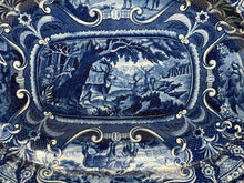 Load image into Gallery viewer, Staffordshire Blue Transfer Quadrupeds Platter with Deer Ca. 1825

