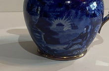 Load image into Gallery viewer, Historical Staffordshire Blue Small Pitcher Lafayette At Franklins Tomb Luster
