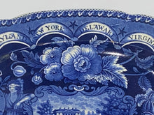Load image into Gallery viewer, Historical Staffordshire Blue Platter States Pattern by Clews
