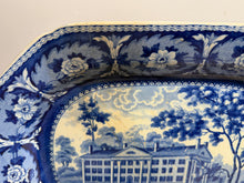 Load image into Gallery viewer, Historical Staffordshire Blue Platter Hartford Deaf &amp; Dumb Asylum Hartford 1825
