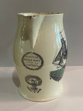 Load image into Gallery viewer, Staffordshire Creamware Liverpool Pitcher Polychrome American Ship Eagle Masonic
