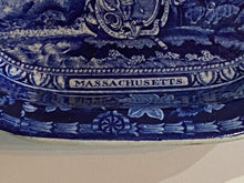 Load image into Gallery viewer, Historical Staffordshire Blue Vegetable Dish Arms of Massachusetts Ca. 1825
