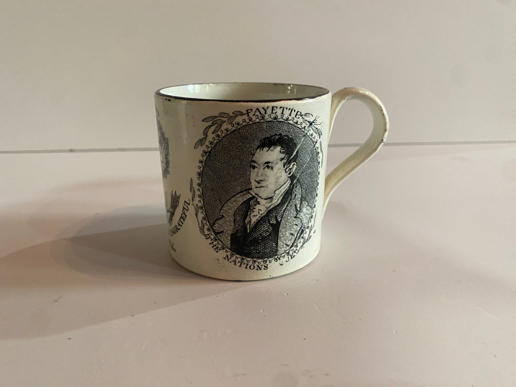 Staffordshire Pearlware Washington and Lafayette Republicans Childs Mug