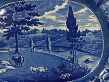 Load image into Gallery viewer, Historical Staffordshire Blue Platter Mendenhall Ferry Philadelphia

