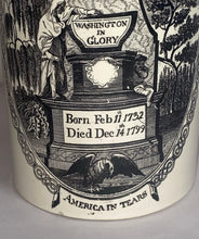 Load image into Gallery viewer, Staffordshire Creamware Liverpool Tankard Washington In Glory America In Tears

