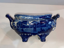 Load image into Gallery viewer, Historical Staffordshire Blue Gravy Tureen Fulton Market NY Masonic Hall Phila. Ca 1825

