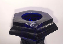 Load image into Gallery viewer, Antique New England Glass Co. Cobalt Blue Hexagonal Candlesticks Ca. 1850
