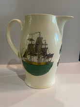 Load image into Gallery viewer, Staffordshire Creamware Liverpool Pitcher Polychrome American Ship and Sailor Scenes
