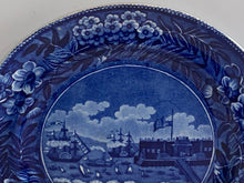 Load image into Gallery viewer, Historical Staffordshire Blue Dinner Plate Landing of Lafayette
