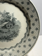 Load image into Gallery viewer, Historical Staffordshire Grey Transfer Columbian Star Plate Harrison Campaign
