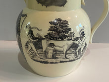 Load image into Gallery viewer, Staffordshire Creamware Liverpool Pitcher Thomas Jefferson and John Bull Cartoon with Columbia Washington Memorial
