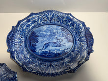 Load image into Gallery viewer, Dark Blue Staffordshire Quadrupeds Soup Tureen and Tray Camel
