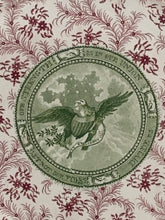 Load image into Gallery viewer, Historical Staffordshire Pink and Green Eagle Plate Our Strength Is in Our Union Rare
