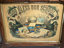 Load image into Gallery viewer, Original Currier Ives God Bless Our School Print Reward Of Merit
