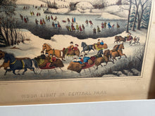 Load image into Gallery viewer, Original Currier &amp; Ives Type Print Moon Light Central Park Haskell Allen

