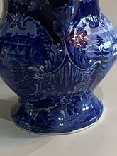 Load image into Gallery viewer, Historical Staffordshire Blue Mount Vernon Pitcher General Washington
