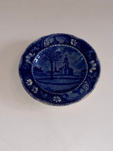 Load image into Gallery viewer, Historical Staffordshire Blue Cup Plate Winter View Pittsfield Massachusetts Book Piece
