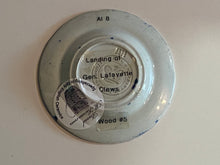 Load image into Gallery viewer, Historical Staffordshire Blue Landing of Lafayette Oval Version Cup Plate
