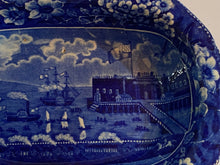 Load image into Gallery viewer, Historical Staffordshire Blue Vegetable Dish Landing of Lafayette
