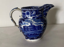 Load image into Gallery viewer, Historical Staffordshire Blue Pitcher New York City Hall Insane Asylum Ca. 1825
