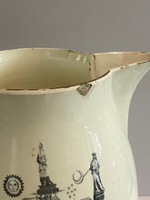 Load image into Gallery viewer, Staffordshire Creamware Liverpool Pitcher Polychrome American Ship Eagle Masonic
