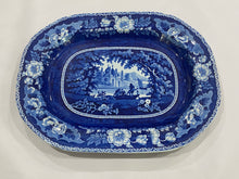 Load image into Gallery viewer, Historical Staffordshire Dark Platter River Scene With Temple
