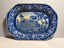 Load image into Gallery viewer, Historical Staffordshire Blue Platter Hartford Deaf &amp; Dumb Asylum Hartford 1825
