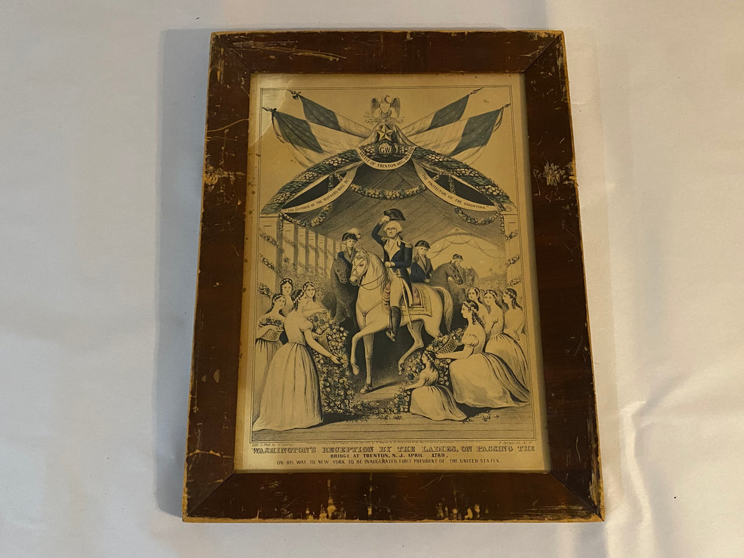 Original N. Currier Print Washington’s Reception By The Ladies Trenton NJ