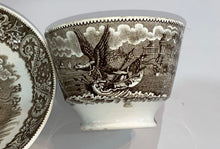 Load image into Gallery viewer, Historical Staffordshire Brown Transfer Eagle On Shell Cup and Saucer 1835
