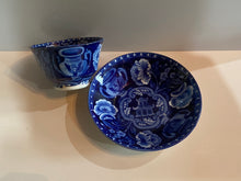 Load image into Gallery viewer, Historical Staffordshire Blue Extra Large Cup and Saucer Eagle on Urn
