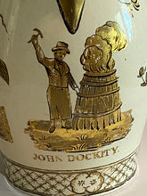 Load image into Gallery viewer, Staffordshire Creamware Liverpool Pitcher American Ships All In Gold Gilt
