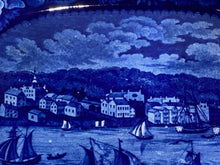 Load image into Gallery viewer, Historical Staffordshire Blue Platter View of Sandusky Ohio Ca. 1825

