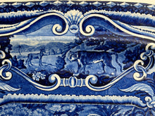 Load image into Gallery viewer, Staffordshire Blue Transfer Quadrupeds Platter Elephant Ca. 1825
