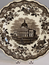 Load image into Gallery viewer, Historical Staffordshire Brown Transfer Dinner Plate Boston State House Ca. 1835
