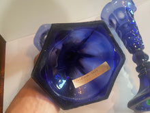 Load image into Gallery viewer, Boston Sandwich Glass Blue Vase 4 Thumbprint Matched Pair Ca. 1840

